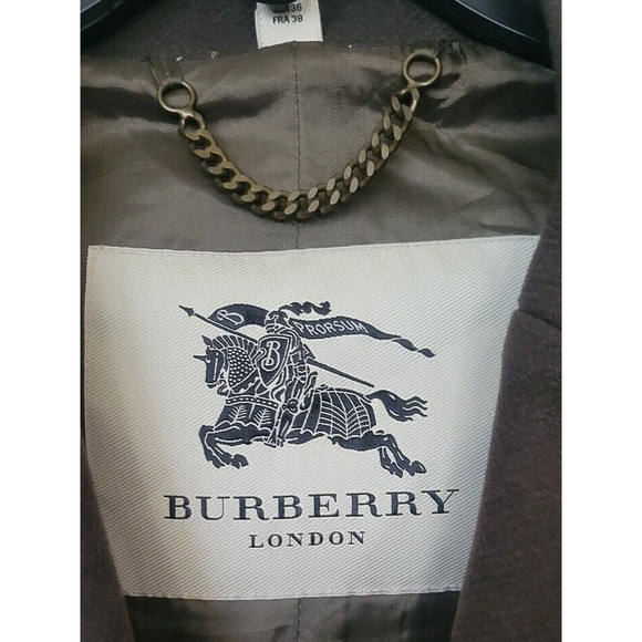 Burberry London Brown Wool Wide Collar Double Breasted Pea Women Coat US 6 - Picture 13 of 13